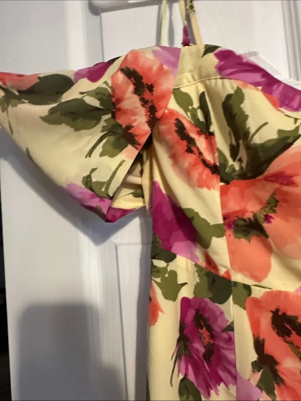 Yellow Floral Cold-Shoulder Maxi Dress